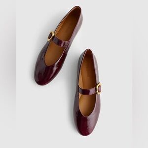 Madewell Burgundy Flats with Gold Buckle